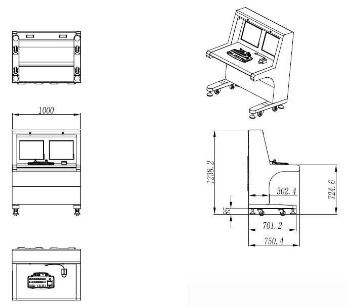 X光機8065-100100雙屏操作臺尺寸